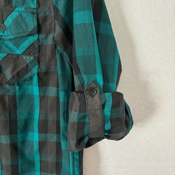 Machine Custom Co. Charcoal/Teal Plain Long Sleeve Button Up Shirt Men's Medium - Picture 4 of 9